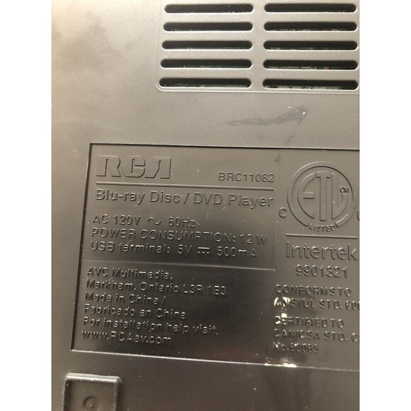 RCA Blue Ray Disc Player Model BRC11082 Tested No Remote with HDMI Cord - Picture 6 of 7